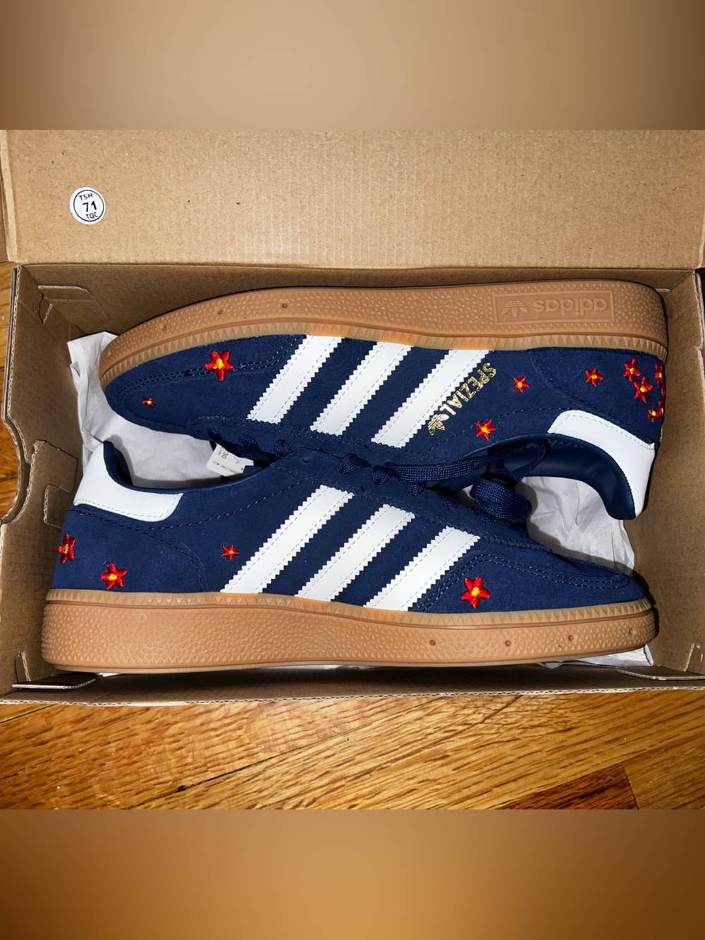adidas Kids Navy Suede Sneakers with Red Star Accents